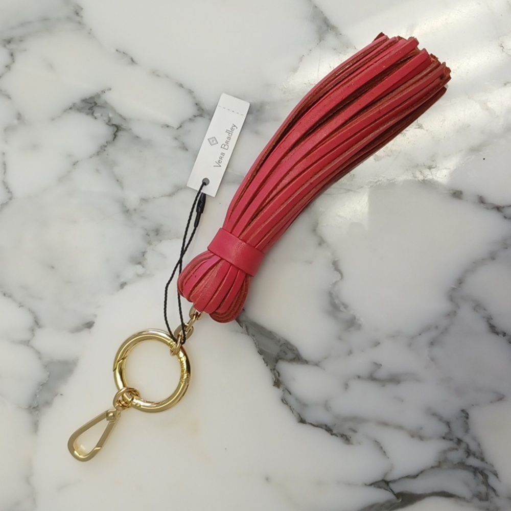 Vera Bradley Loop Keychain Sunset Canyon Tassel Bag Charm Genuine Leather NWT